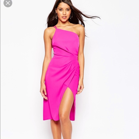 asos pink one shoulder dress